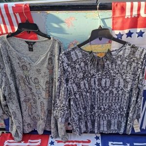 3pc bundle.   2 top.Gray color sz 3x both of them gray/black necklace. All 3 NWT